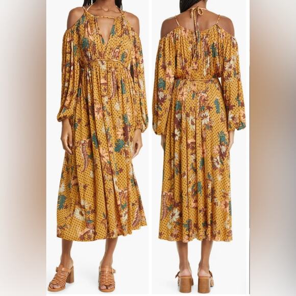 NWOT Ulla Johnson Noemi Cold Shoulder Long Sleeve Maxi Dress Size P(0) - Picture 1 of 15
